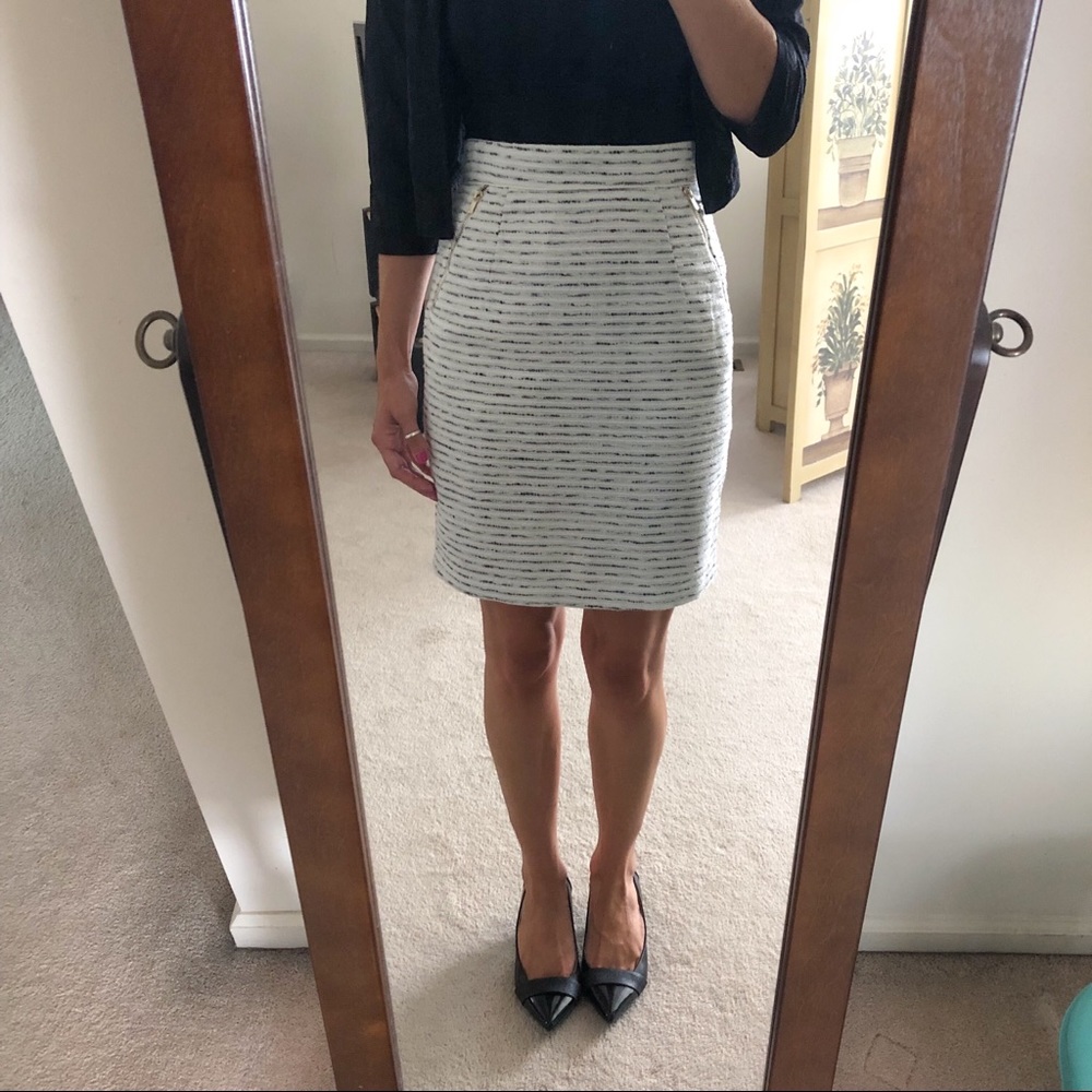 Black & White Pencil Skirt with Pockets